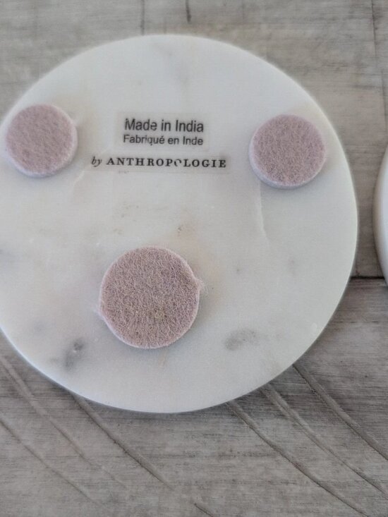 Anthropologie 2 Marble Coasters Mother Of Pearl Abalone Shell Ramona Replacement - Picture 7 of 13